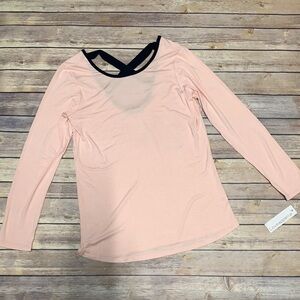 Loveappella lillac cross back knit long sleeve top light pink M